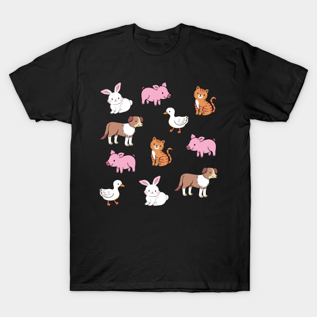 Cute Pet Animals | Adorable Dog, Cat, Rabbit, Pig, Duck Art | Gifts for Pet Owners | Gifts for Pet Lovers | Gifts for Animal Lovers T-Shirt by mschubbybunny